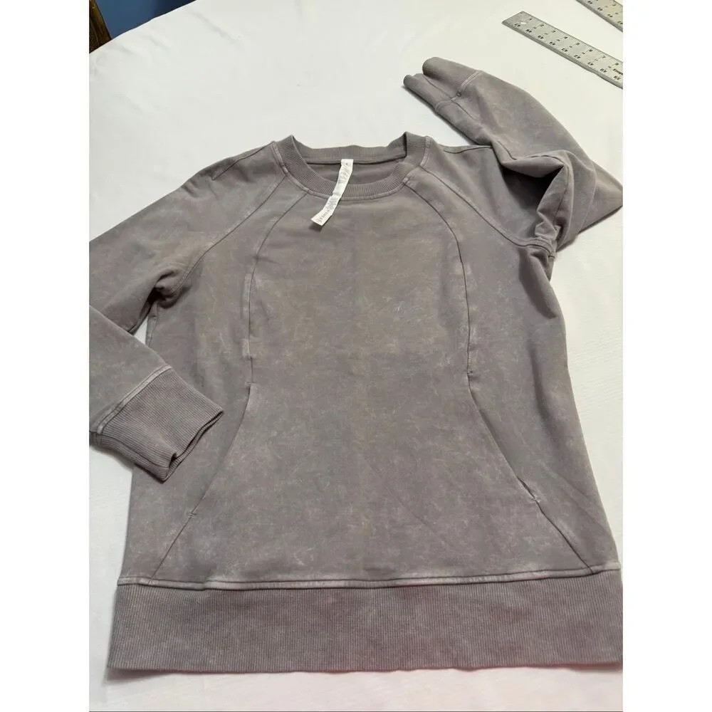 Lululemon Scuba Crew Washed Dark Chrome Grey Sweatshirt Size 8